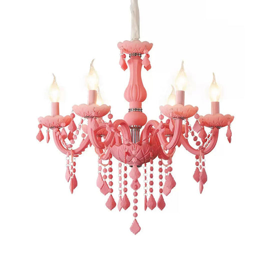 Sulafat - Macaron Crystal Deco Candle Chandelier 6 Lights Stylish Suspension
