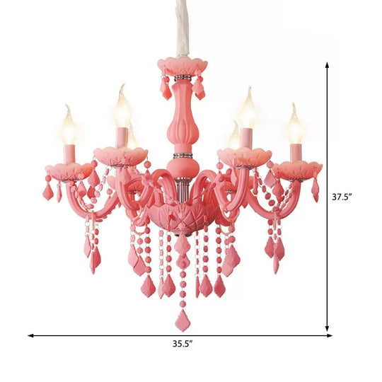 Sulafat - Macaron Crystal Deco Candle Chandelier 6 Lights Stylish Suspension