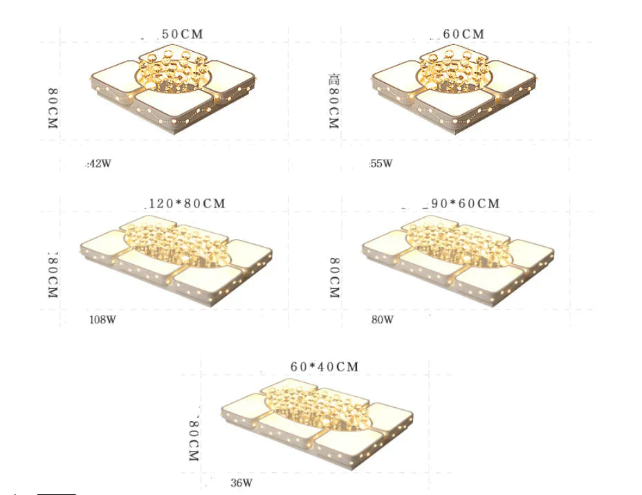 Living Room Lamp Luxury Crystal Creative Restaurant Bedroom Atmosphere Household Square Ceiling