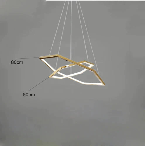 Led Chandelier Restaurant Living Room Creative Designer Model Stainless Steel Golod / Dia80Cm - S
