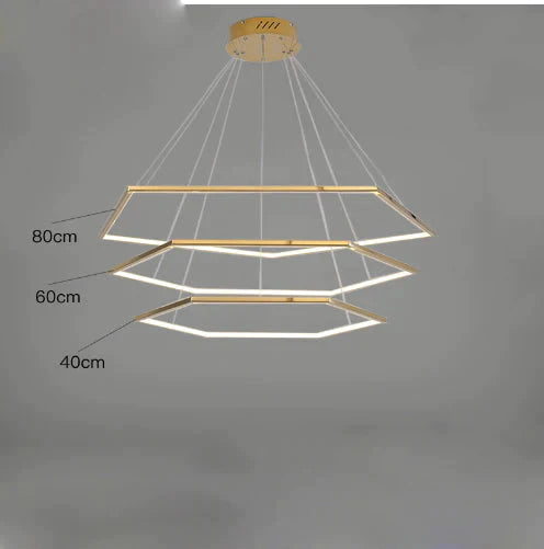 Led Chandelier Restaurant Living Room Creative Designer Model Stainless Steel Golod / Dia80Cm - L