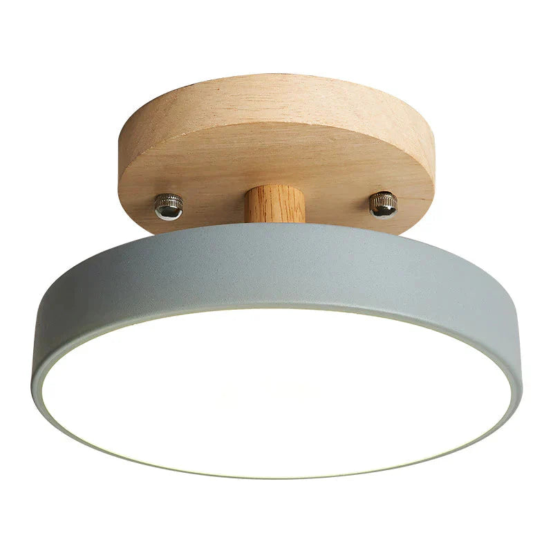 Ceiling Lamp Balcony Wood Round Lighting