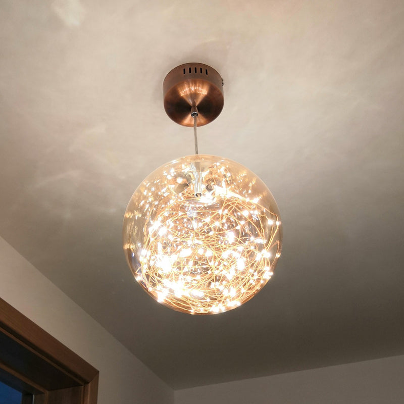 Fanny - Minimal Ball Pendant Light Led Glass Down Lighting With Inside Glowing String