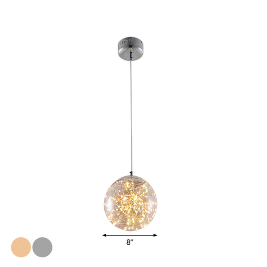 Fanny - Minimal Ball Pendant Light Led Glass Down Lighting With Inside Glowing String