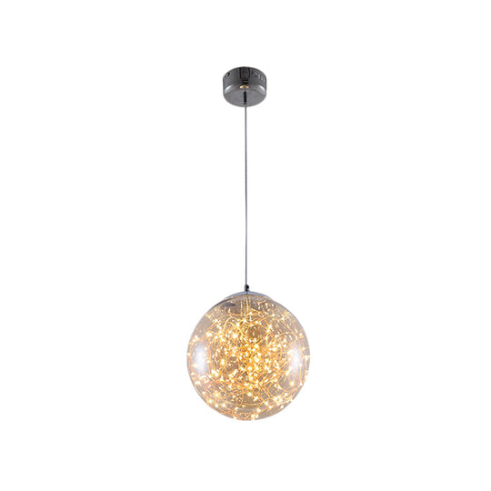 Fanny - Minimal Ball Pendant Light Led Glass Down Lighting With Inside Glowing String Amber / 10