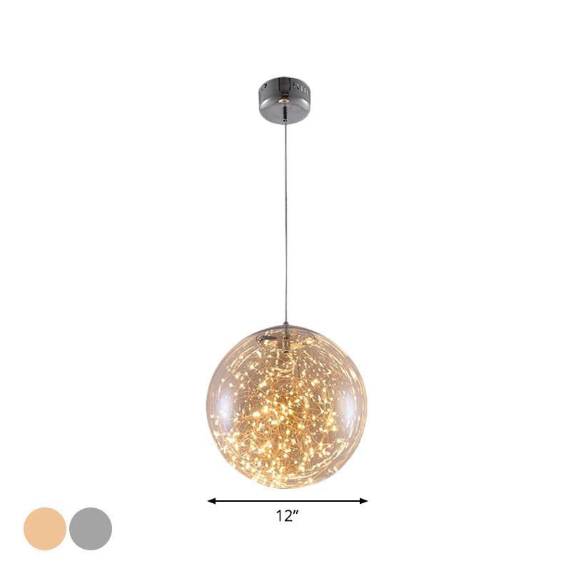 Fanny - Minimal Ball Pendant Light Led Glass Down Lighting With Inside Glowing String
