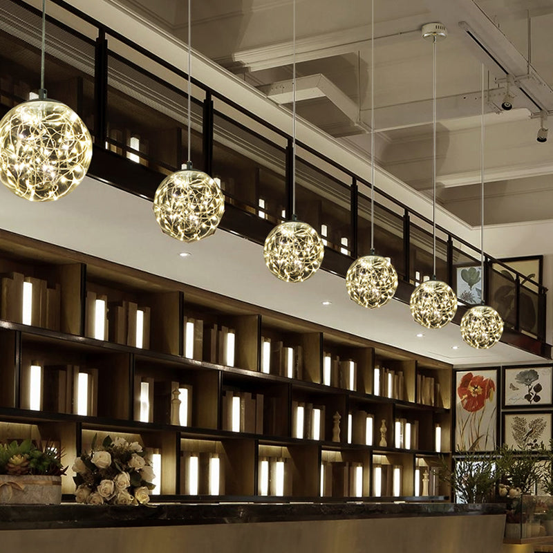 Fanny - Minimal Ball Pendant Light Led Glass Down Lighting With Inside Glowing String