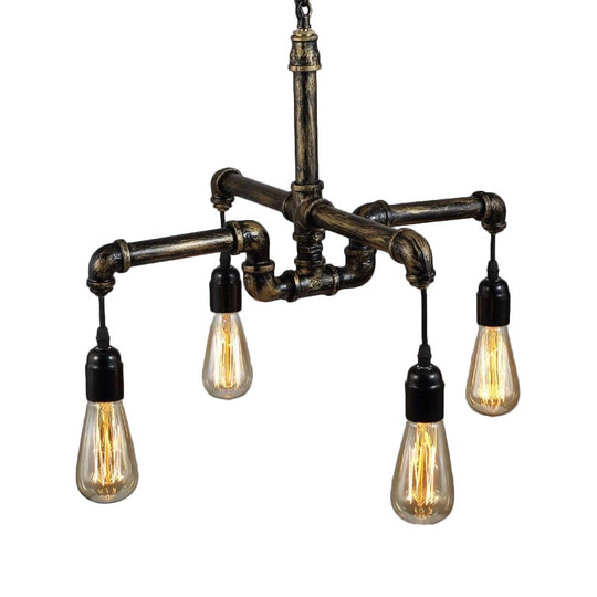 Vintage Industrial Metal And Glass 4/6 Light Living Room Hanging Pendant Lighting