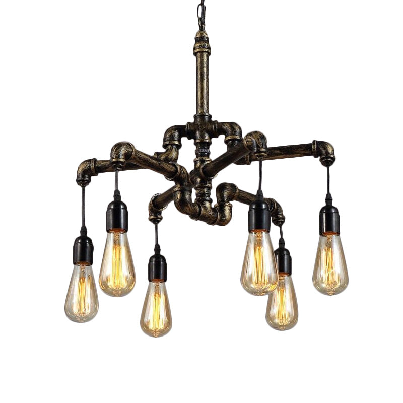 Vintage Industrial Metal And Glass 4/6 Light Living Room Hanging Pendant Lighting