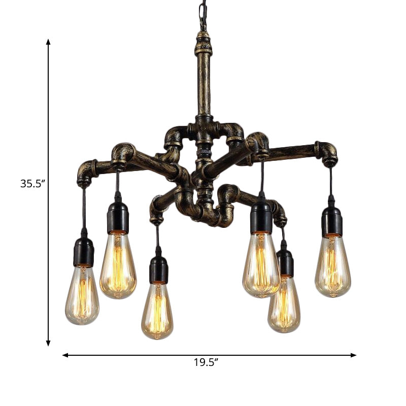 Vintage Industrial Metal And Glass 4/6 Light Living Room Hanging Pendant Lighting