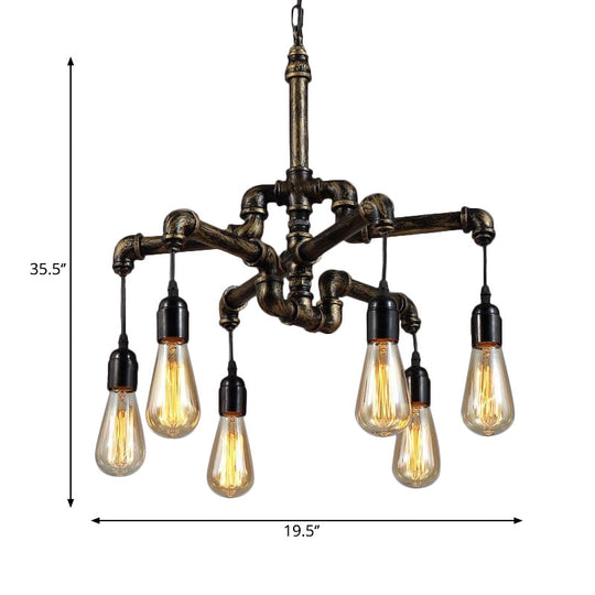 Vintage Industrial Metal And Glass 4/6 Light Living Room Hanging Pendant Lighting