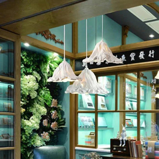 Retro Creativity Withered Lotus Leaf Branch Lamp Village House Decorative Chandelier Engineering