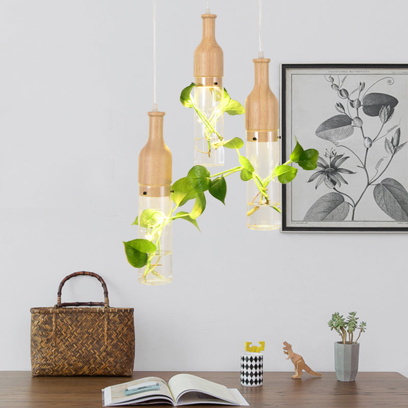 Viola - Glass Bottle Shaped Planter Light Clear Bedroom Pendant