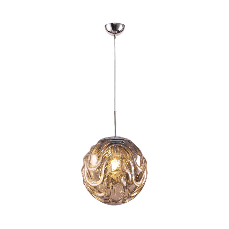 Magalie - Contemporary 1 Light Pendant Black/Silver/Blue Glass Shade Â€“
