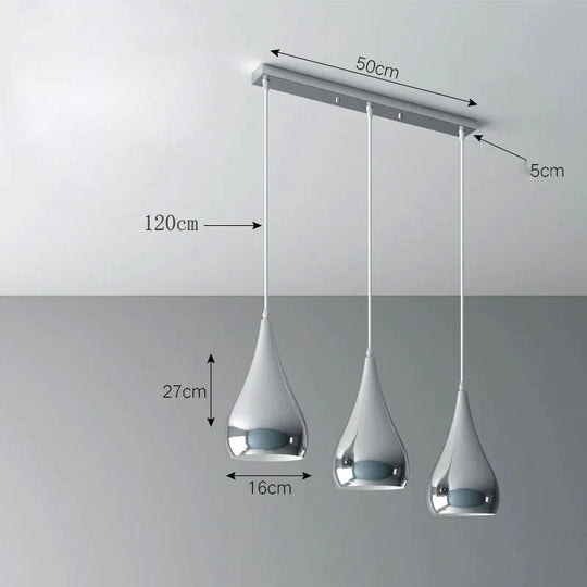 Creative Chandelier Modern Light Luxury Restaurant Simple Single Head Three Silver Bar Milk Tea