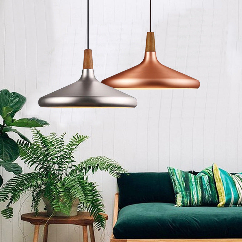 Algenib - Sleek Cone Shade Ceiling Light Simplicity Metallic 1Â Head Dining Room Pendant Fixture