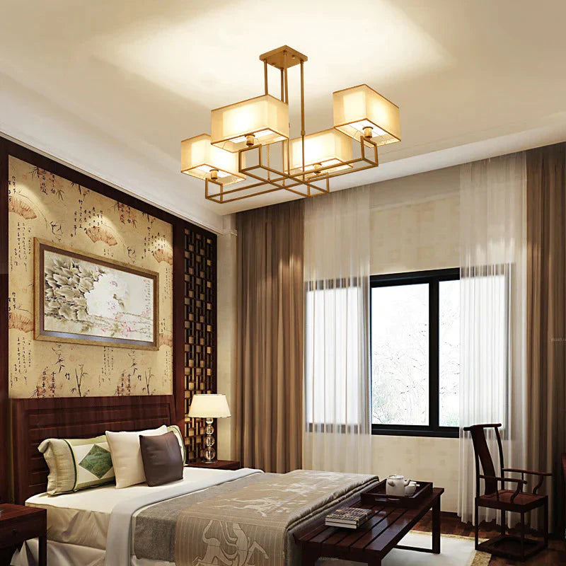 Chandelier Living Room Lamp Study Bedroom Led Lighting Restaurant Rectangular Lamps Pendant