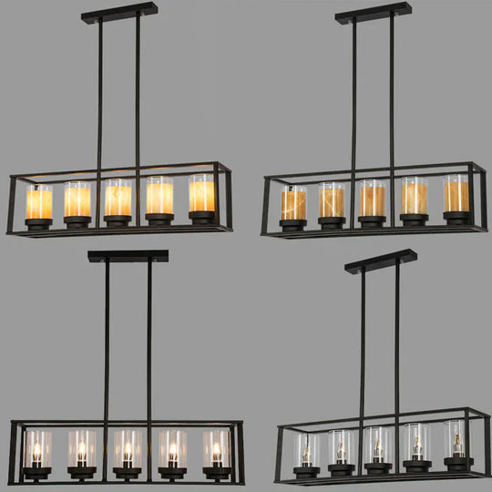 Rectangular Chandelier Dining Table Lamp Creative Simplicity Bar Living Room Marble Glass Pendant