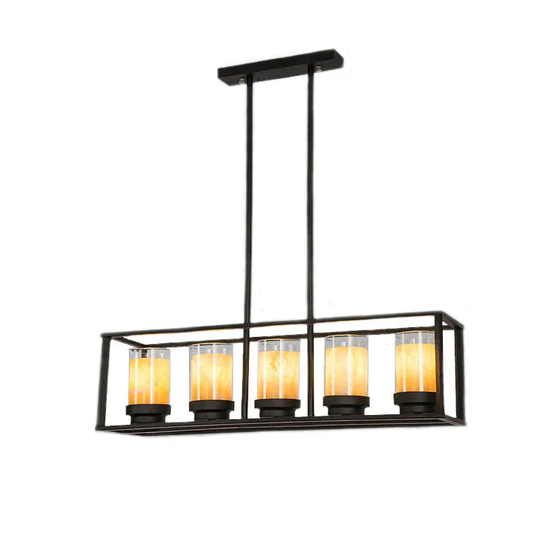 Rectangular Chandelier Dining Table Lamp Creative Simplicity Bar Living Room Marble Glass Pendant