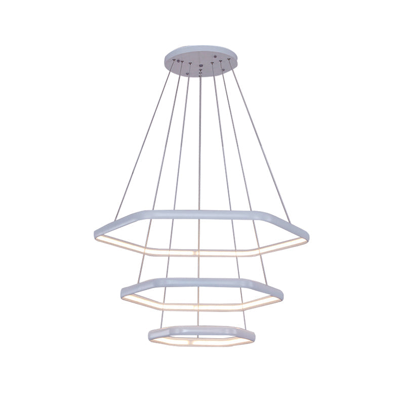 Simplistic Acrylic Tiered Hexagonal Led 1/2/3 - Light Pendant Chandelier Hanging Lamp In