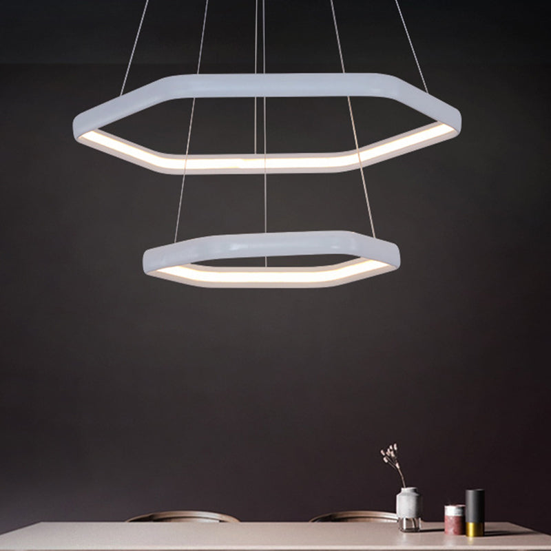 Simplistic Acrylic Tiered Hexagonal Led 1/2/3 - Light Pendant Chandelier Hanging Lamp In