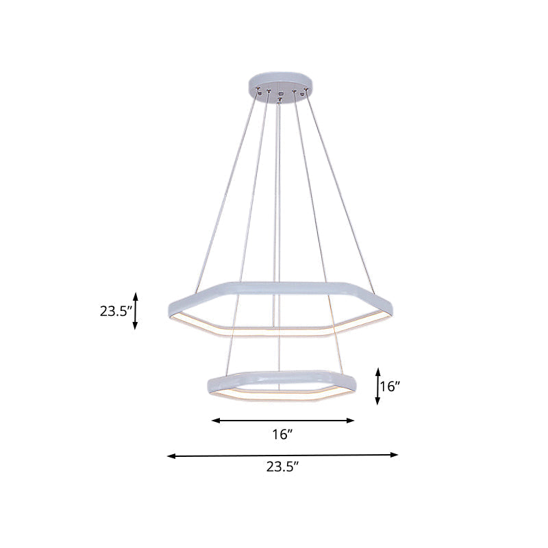 Simplistic Acrylic Tiered Hexagonal Led 1/2/3 - Light Pendant Chandelier Hanging Lamp In