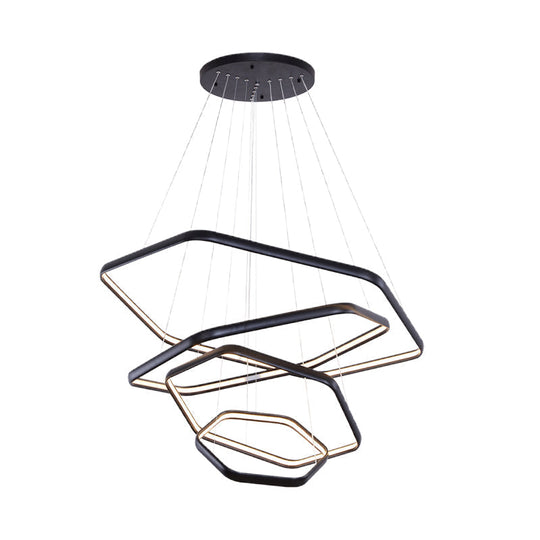 Simplistic Acrylic Tiered Hexagonal Led 1/2/3 - Light Pendant Chandelier Hanging Lamp In