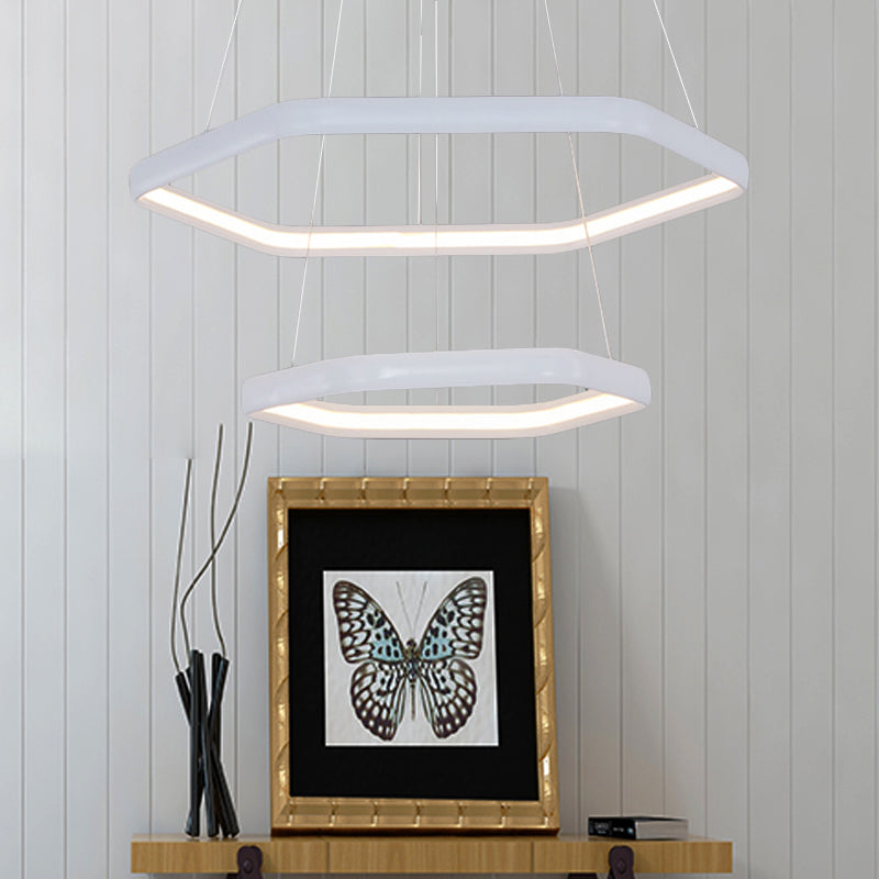 Simplistic Acrylic Tiered Hexagonal Led 1/2/3 - Light Pendant Chandelier Hanging Lamp In