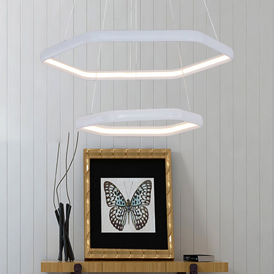 Simplistic Acrylic Tiered Hexagonal Led 1/2/3 - Light Pendant Chandelier Hanging Lamp In