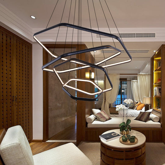 Simplistic Acrylic Tiered Hexagonal Led 1/2/3 - Light Pendant Chandelier Hanging Lamp In