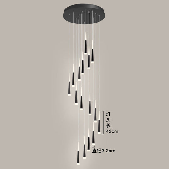 Minimalist Metallic Multi Ceiling Light Staircase Suspension Lighting With Acrylic Shade Pendant