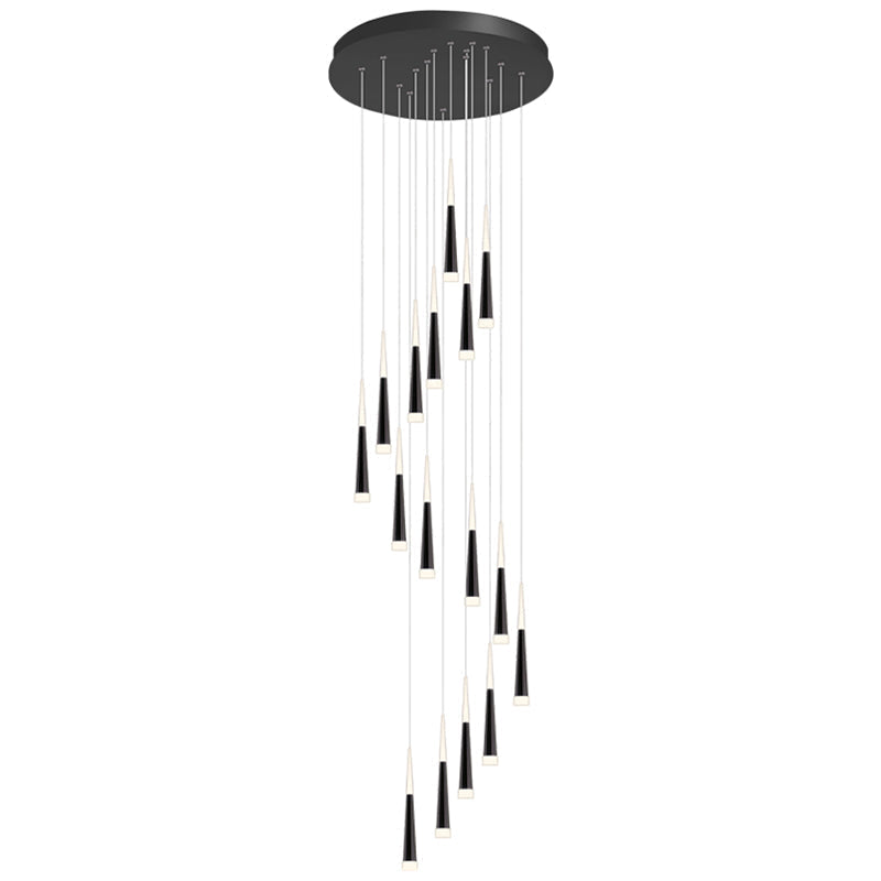 Minimalist Metallic Multi Ceiling Light Staircase Suspension Lighting With Acrylic Shade Pendant