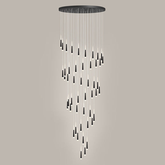 Minimalist Metallic Multi Ceiling Light Staircase Suspension Lighting With Acrylic Shade 48 / White