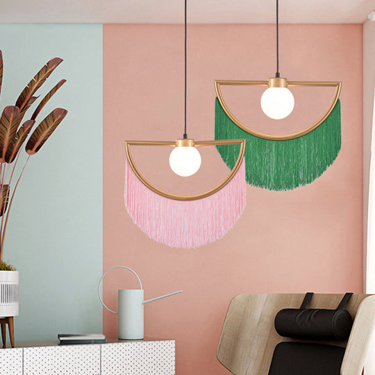 Sofia - Minimalism Globe Suspension Light With Opal Glass Shade And Decorative
