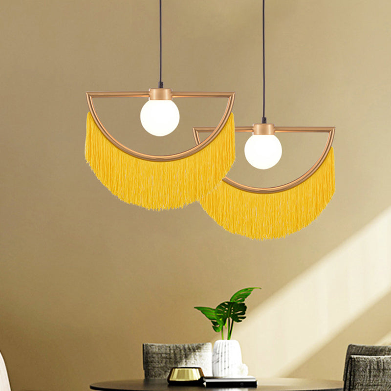 Sofia - Minimalism Globe Suspension Light With Opal Glass Shade And Decorative Yellow / 15