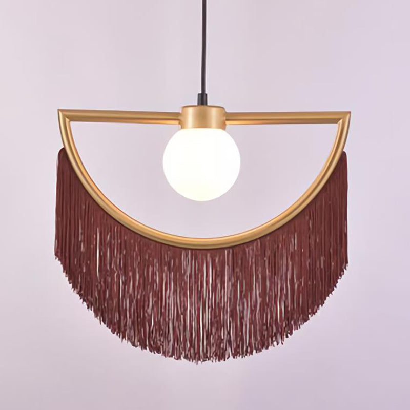 Sofia - Minimalism Globe Suspension Light With Opal Glass Shade And Decorative Coffee / 15