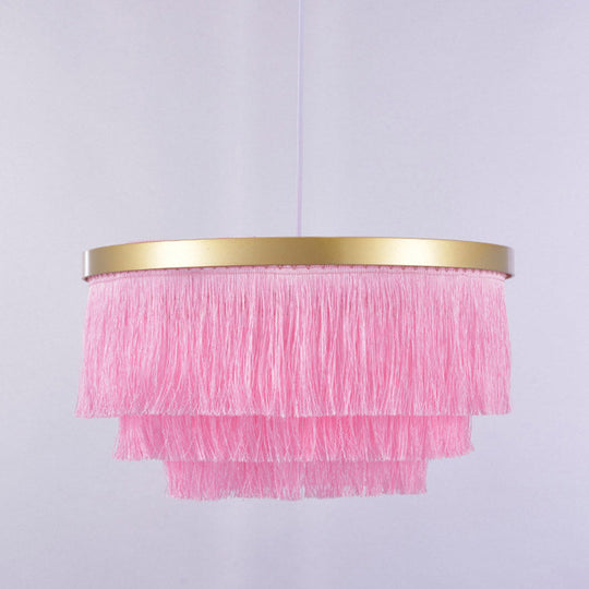 Vittoria - Gold Fringe Ceiling Light Layered 1 - Light Minimalism Hanging Lamp For Living Room