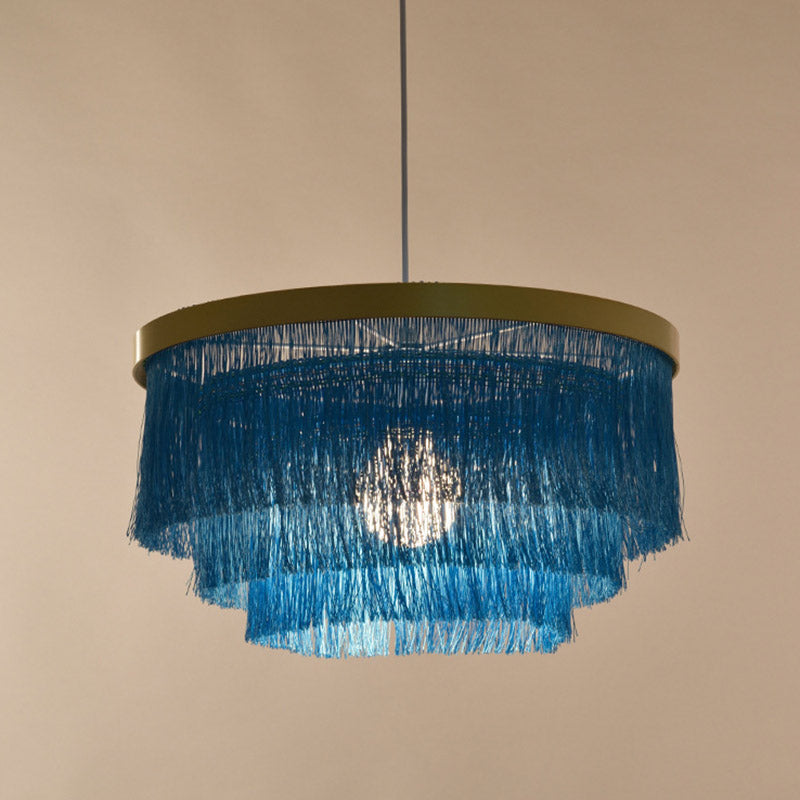 Vittoria - Gold Fringe Ceiling Light Layered 1 - Light Minimalism Hanging Lamp For Living Room /