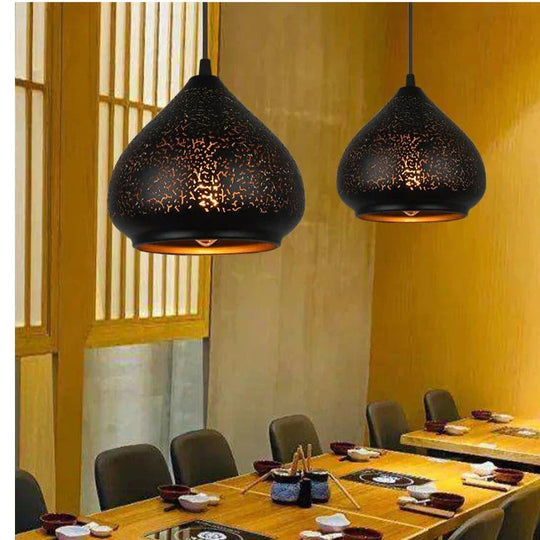 Retro Chandelier Restaurant Bar Personalized Luxury Etched Wrought Iron Pendant