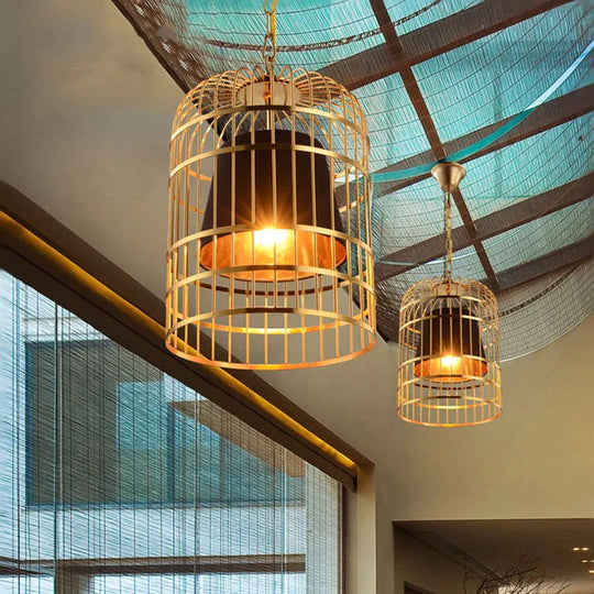 Wrought Iron Birdcage Chandelier Boutique Decoration Post - Modern Dining Hall Lamp Pendant