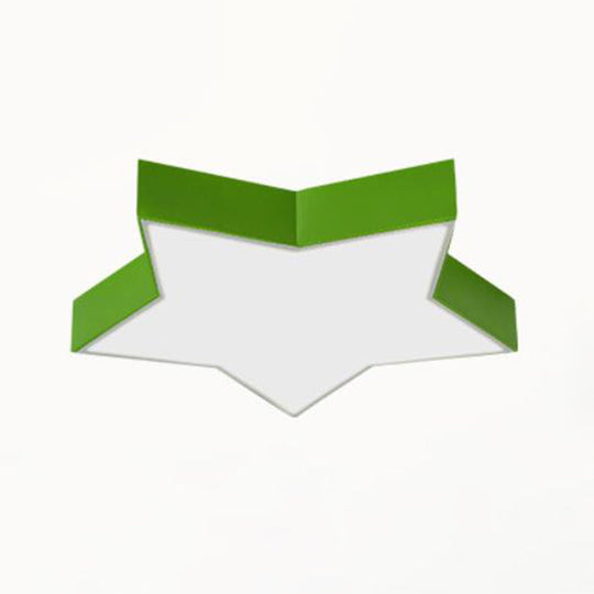 Starry Nights: Simplicity Led Flush Mount Light With Acrylic Finish For Kids Room Ceiling Green /