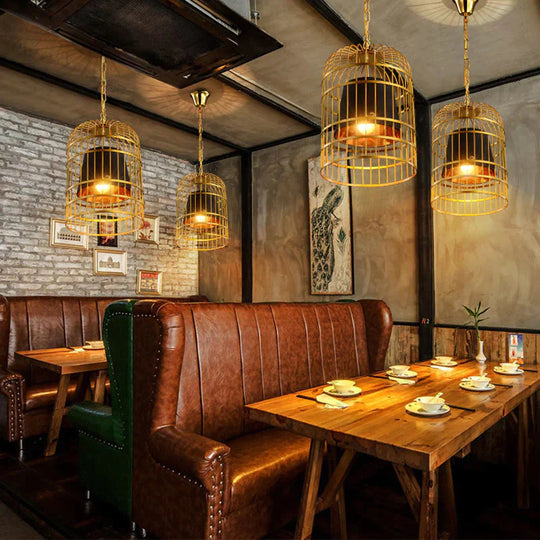 Wrought Iron Birdcage Chandelier Boutique Decoration Post - Modern Dining Hall Lamp Pendant