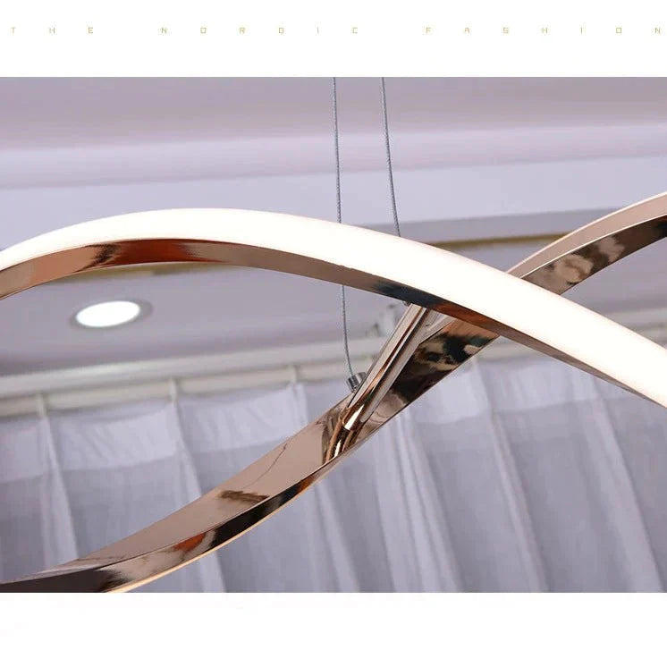 Simple Modern Led Lamp Electroplating Living Room Dining Bedroom Book Strip Chandelier Pendant