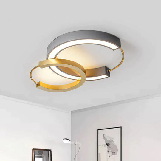 Modern Style Ring Flush Light Metal Living Room LED Flush Ceiling Light Fixture in Gold - Gold - Clearhalo - &
