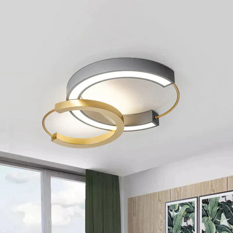 Modern Style Ring Flush Light Metal Living Room LED Flush Ceiling Light Fixture in Gold - Clearhalo - &