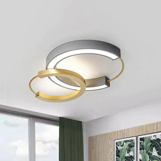 Modern Style Ring Flush Light Metal Living Room LED Flush Ceiling Light Fixture in Gold - Clearhalo - &