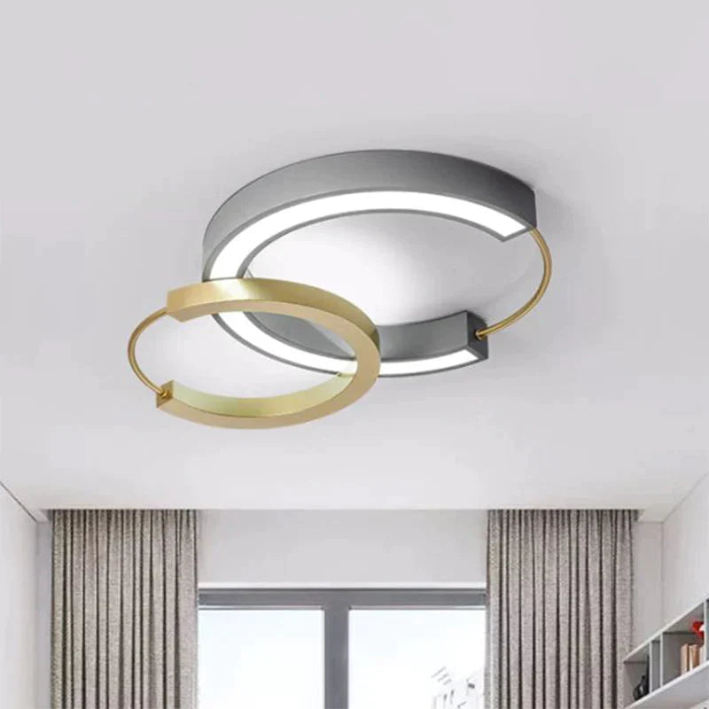 Modern Style Ring Flush Light Metal Living Room LED Flush Ceiling Light Fixture in Gold - Clearhalo - &