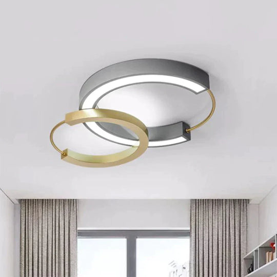 Modern Style Ring Flush Light Metal Living Room LED Flush Ceiling Light Fixture in Gold - Clearhalo - &