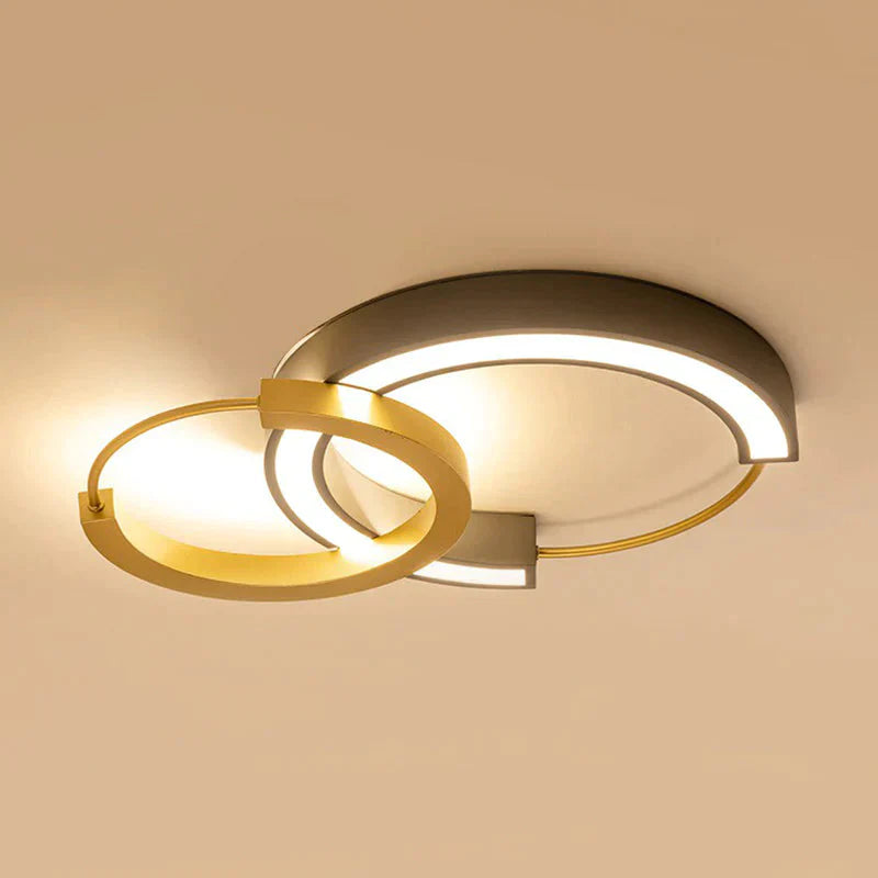 Modern Style Ring Flush Light Metal Living Room LED Flush Ceiling Light Fixture in Gold - Clearhalo - &