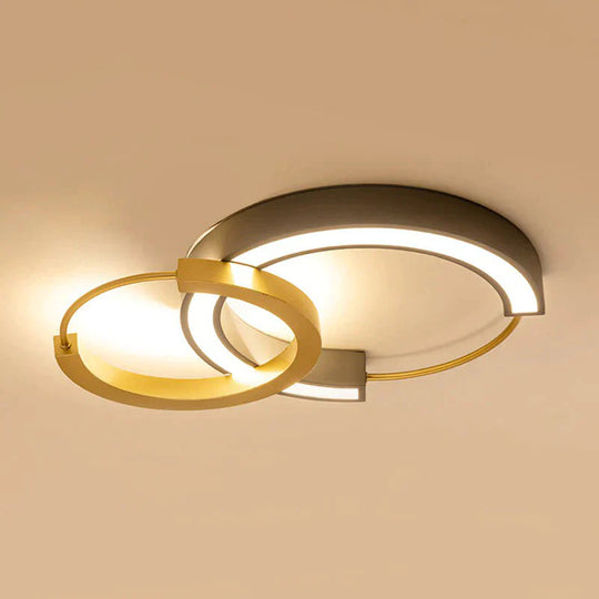 Modern Style Ring Flush Light Metal Living Room LED Flush Ceiling Light Fixture in Gold - Clearhalo - &
